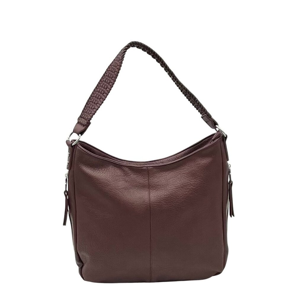 Sasha + Sofi Burgundy Pebbled Leather Shoulder Bag